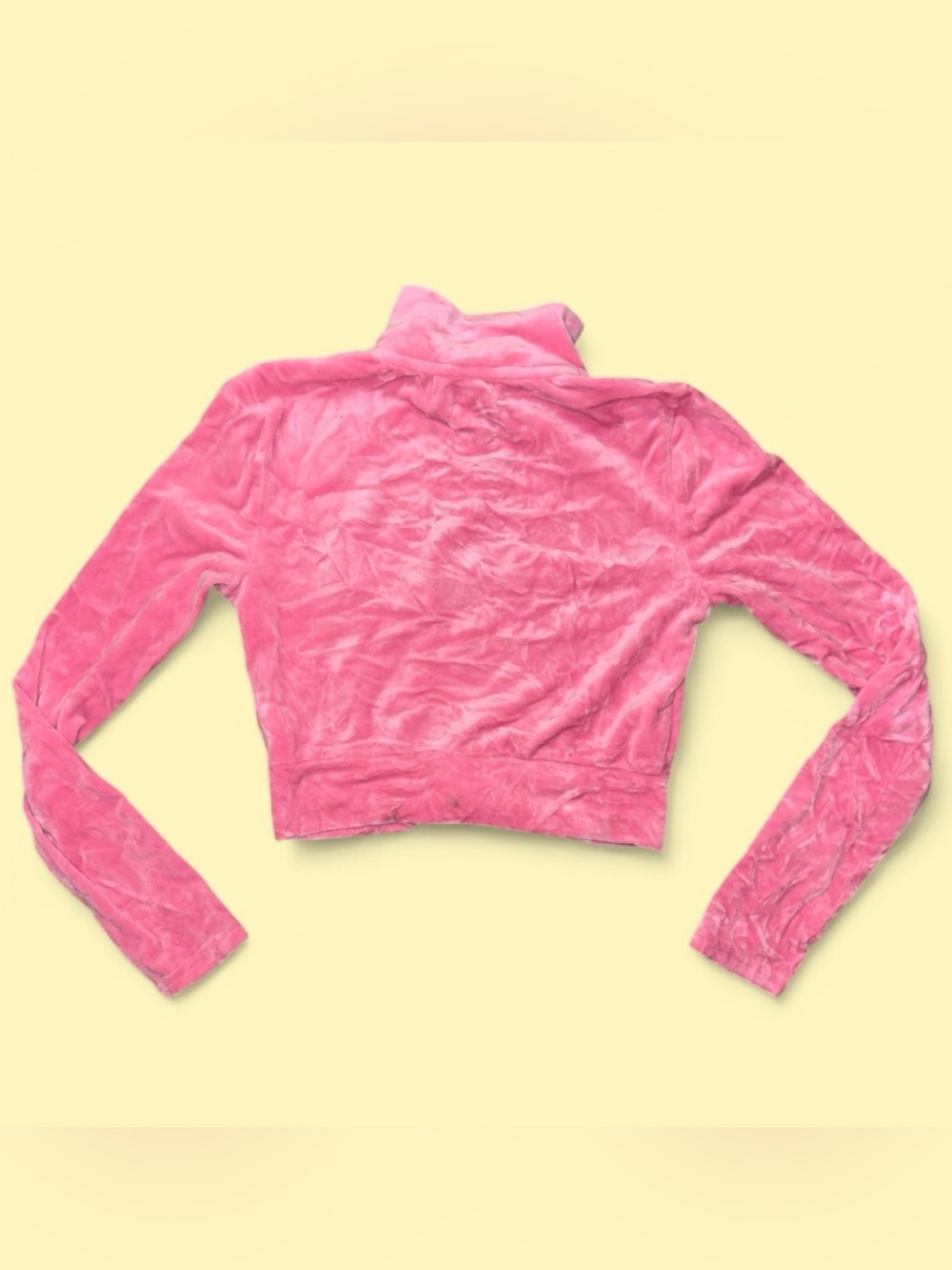 Juicy Couture Pink Velour Rhinestone Zip Up Cropped Jacket - Size XS - Picture 6 of 6